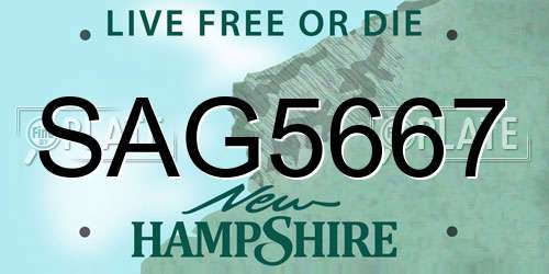 SAG5667 New Hampshire License Plate