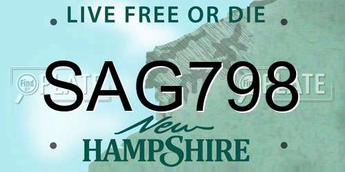 SAG798 New Hampshire License Plate