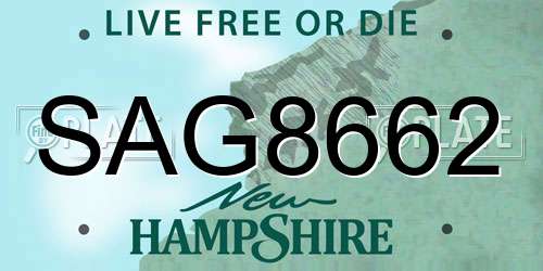 SAG8662 New Hampshire License Plate