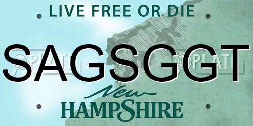 SAGSGGT New Hampshire License Plate