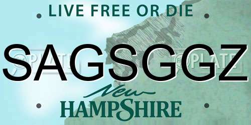 SAGSGGZ New Hampshire License Plate