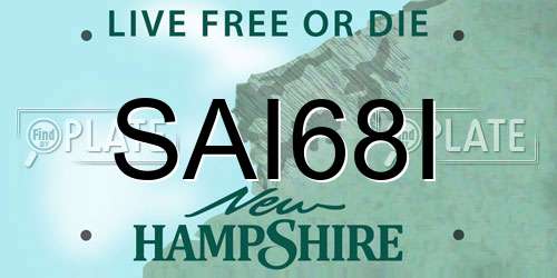 SAI68I New Hampshire License Plate