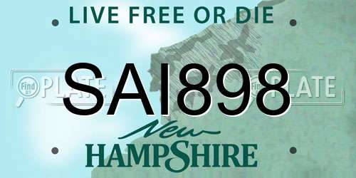 SAI898 New Hampshire License Plate