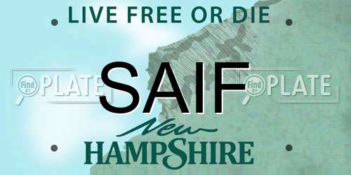 SAIF New Hampshire License Plate