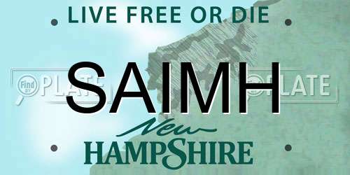 SAIMH New Hampshire License Plate