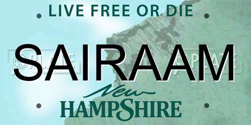 SAIRAAM New Hampshire License Plate