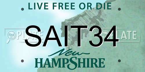 SAIT34 New Hampshire License Plate