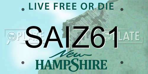 SAIZ61 New Hampshire License Plate