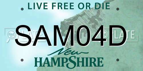 SAM04D New Hampshire License Plate