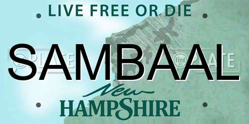 SAMBAAL New Hampshire License Plate