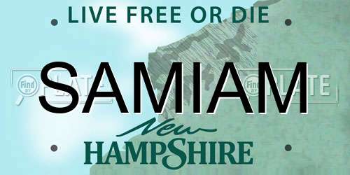 SAMIAM New Hampshire License Plate
