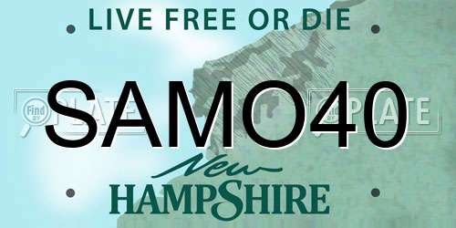 SAMO40 New Hampshire License Plate