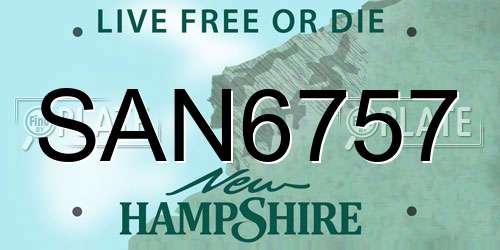 SAN6757 New Hampshire License Plate