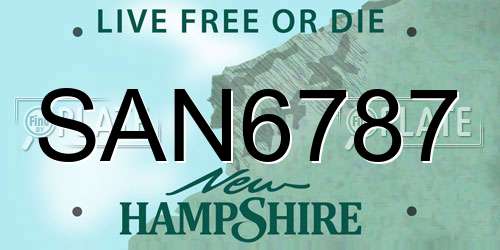 SAN6787 New Hampshire License Plate