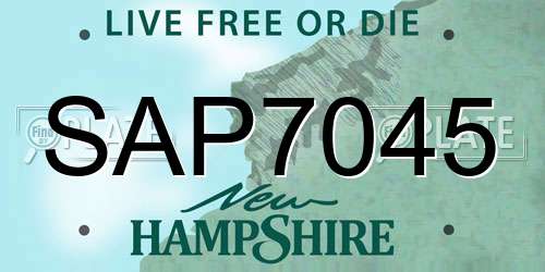 SAP7045 New Hampshire License Plate