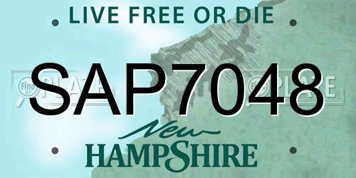 SAP7048 New Hampshire License Plate