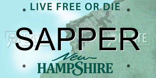 SAPPER New Hampshire License Plate