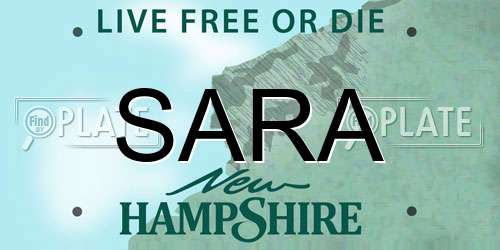 SARA New Hampshire License Plate