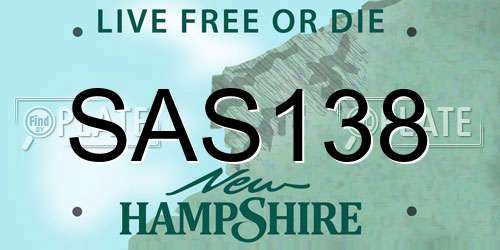 SAS138 New Hampshire License Plate