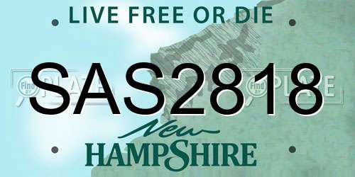 SAS2818 New Hampshire License Plate