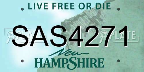 SAS4271 New Hampshire License Plate