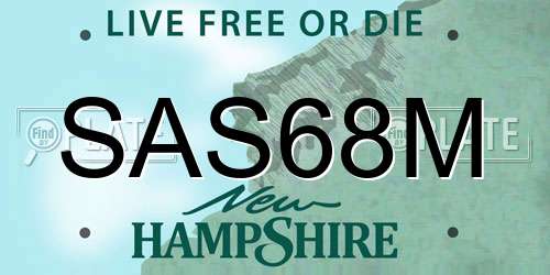 SAS68M New Hampshire License Plate