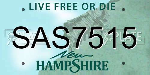 SAS7515 New Hampshire License Plate