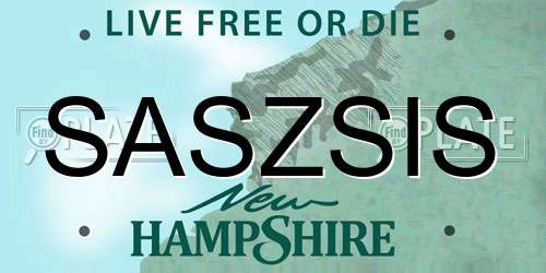 SASZSIS New Hampshire License Plate