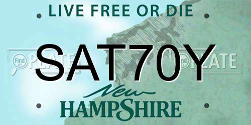 SAT70Y New Hampshire License Plate