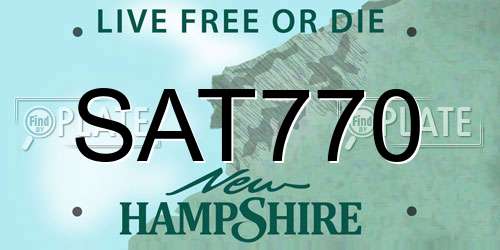 SAT770 New Hampshire License Plate