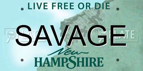 SAVAGE New Hampshire License Plate