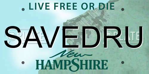 SAVEDRU New Hampshire License Plate