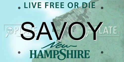 SAVOY New Hampshire License Plate