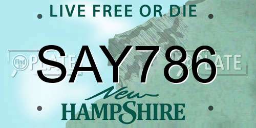 SAY786 New Hampshire License Plate
