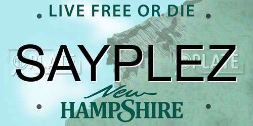SAYPLEZ New Hampshire License Plate