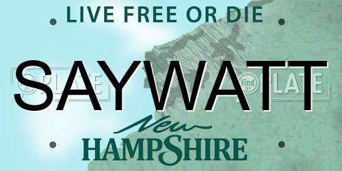 SAYWATT New Hampshire License Plate