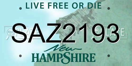 SAZ2193 New Hampshire License Plate