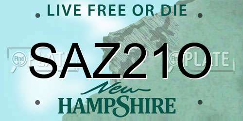 SAZ21O New Hampshire License Plate