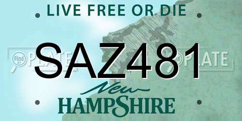 SAZ481 New Hampshire License Plate