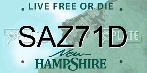 SAZ71D New Hampshire License Plate