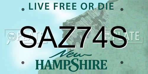 SAZ74S New Hampshire License Plate