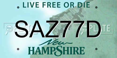 SAZ77D New Hampshire License Plate