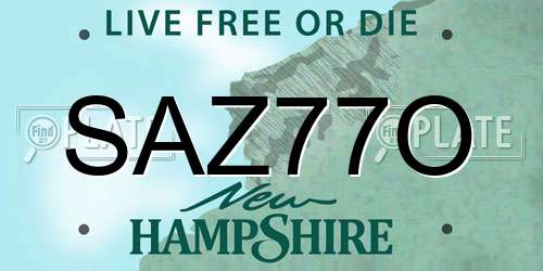 SAZ77O New Hampshire License Plate