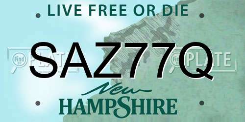 SAZ77Q New Hampshire License Plate