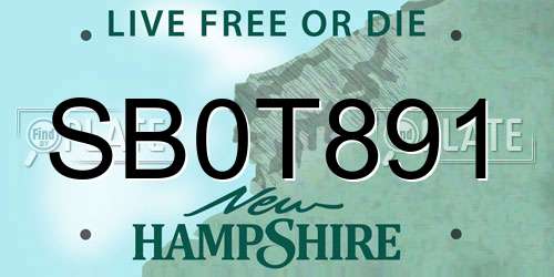 SB0T891 New Hampshire License Plate