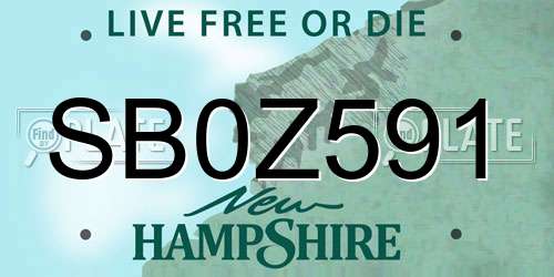 SB0Z591 New Hampshire License Plate