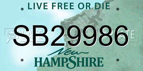 SB29986 New Hampshire License Plate