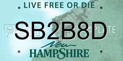 SB2B8D New Hampshire License Plate