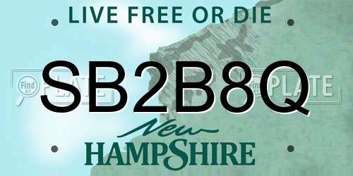 SB2B8Q New Hampshire License Plate