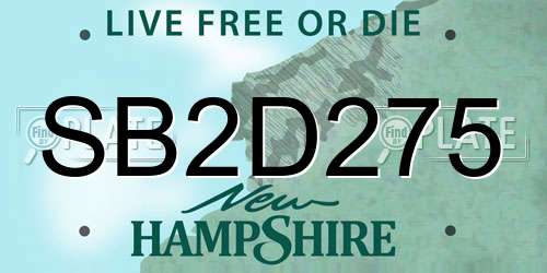SB2D275 New Hampshire License Plate